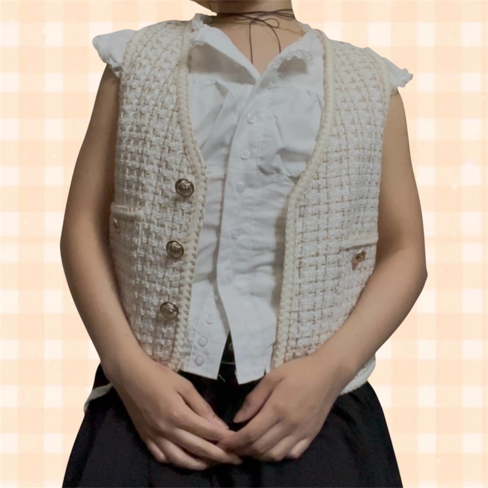 Cream Tweed Vest